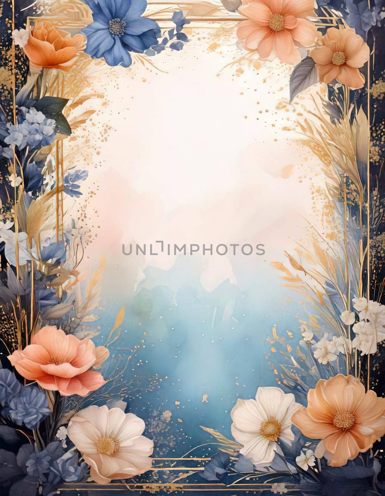 Breathtaking Beauty of Spring. Special Occasion Floral Template. Pastel Colors and Blank Space Floral Frame. Perfect Design for Invitations, Special Occasions and Celebrations. A delicate floral frame designed in soft pastel tones provides the perfect backdrop for invitations, cards, announcements or congratulatory messages. Featuring vibrantly colored flowers, this elegant yet simple design includes a large blank space in the center for adding text. Perfect for special occasions, wedding invitations, birthday cards or social media sharing.
