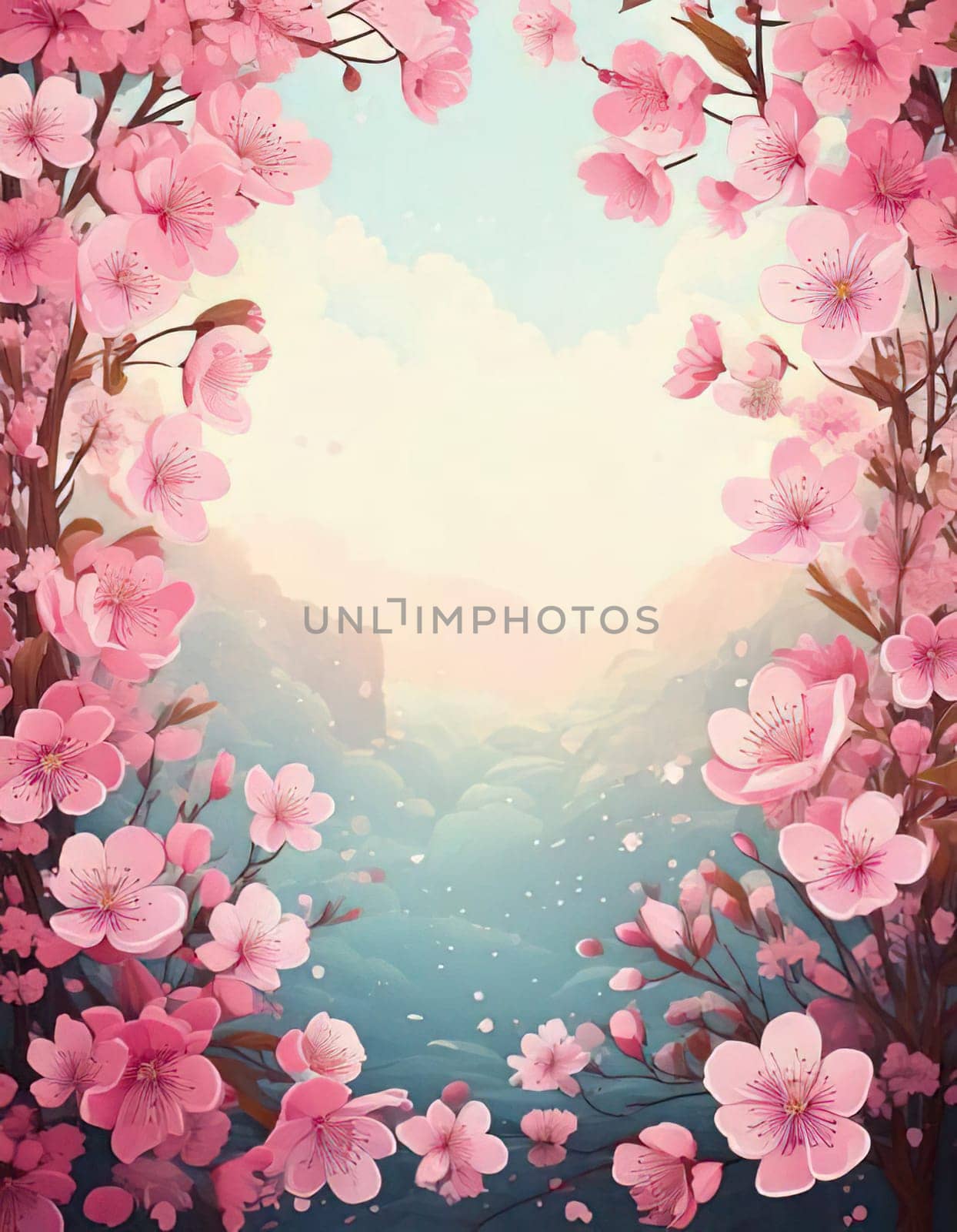 Breathtaking Beauty of Spring. Special Occasion Floral Template. Pastel Colors and Blank Space Floral Frame. Perfect Design for Invitations, Special Occasions and Celebrations. A delicate floral frame designed in soft pastel tones provides the perfect backdrop for invitations, cards, announcements or congratulatory messages. Featuring vibrantly colored flowers, this elegant yet simple design includes a large blank space in the center for adding text. Perfect for special occasions, wedding invitations, birthday cards or social media sharing.