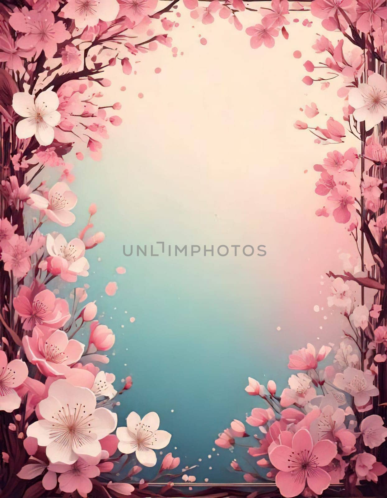 Breathtaking Beauty of Spring. Special Occasion Floral Template. Pastel Colors and Blank Space Floral Frame. Perfect Design for Invitations, Special Occasions and Celebrations. A delicate floral frame designed in soft pastel tones provides the perfect backdrop for invitations, cards, announcements or congratulatory messages. Featuring vibrantly colored flowers, this elegant yet simple design includes a large blank space in the center for adding text. Perfect for special occasions, wedding invitations, birthday cards or social media sharing.