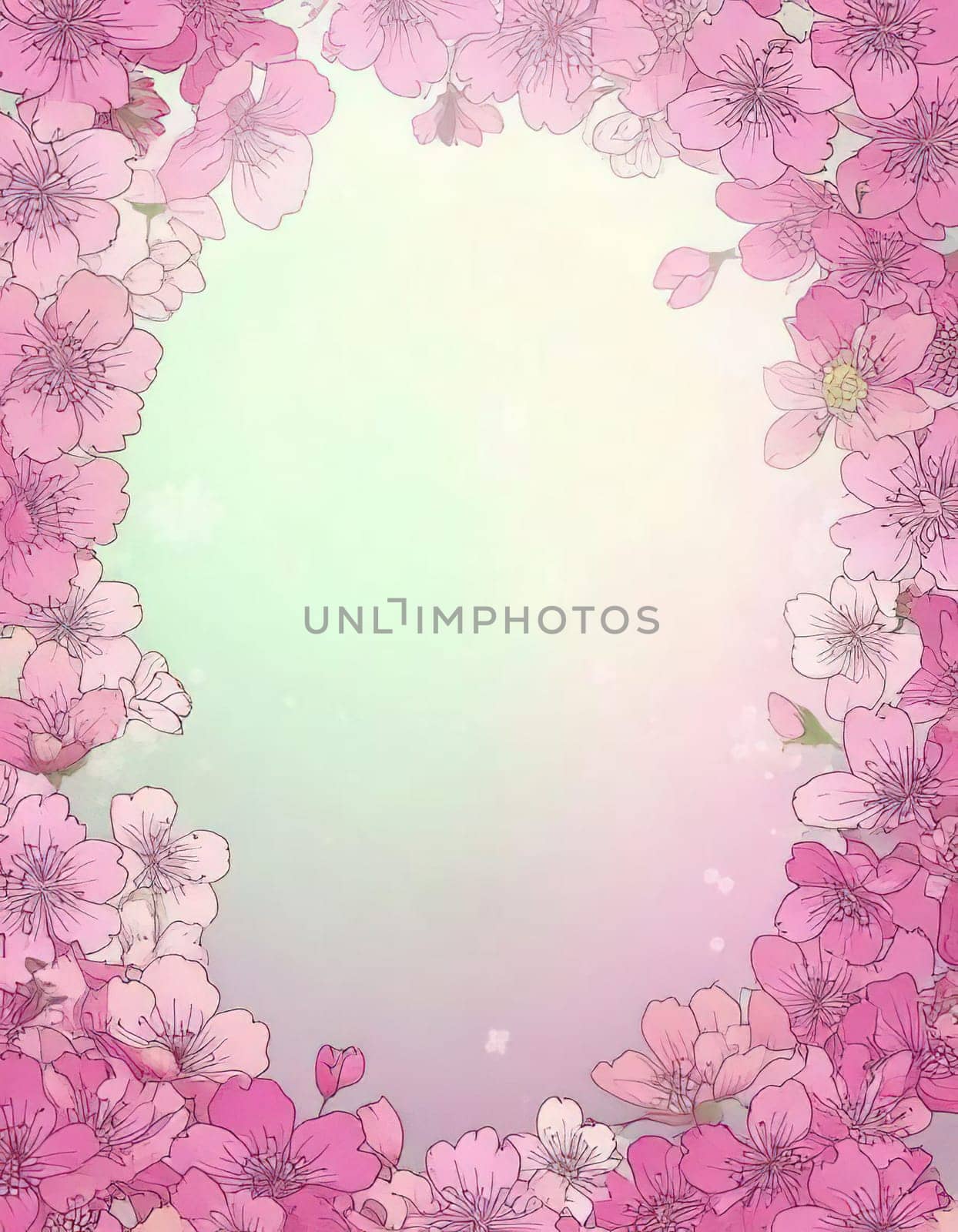 Breathtaking Beauty of Spring. Special Occasion Floral Template. Pastel Colors and Blank Space Floral Frame. Perfect Design for Invitations, Special Occasions and Celebrations. A delicate floral frame designed in soft pastel tones provides the perfect backdrop for invitations, cards, announcements or congratulatory messages. Featuring vibrantly colored flowers, this elegant yet simple design includes a large blank space in the center for adding text. Perfect for special occasions, wedding invitations, birthday cards or social media sharing.