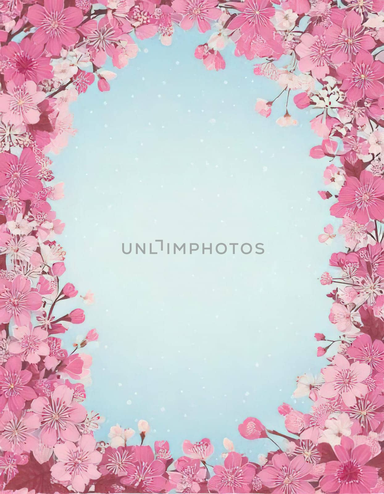Breathtaking Beauty of Spring. Special Occasion Floral Template. Pastel Colors and Blank Space Floral Frame. Perfect Design for Invitations, Special Occasions and Celebrations. A delicate floral frame designed in soft pastel tones provides the perfect backdrop for invitations, cards, announcements or congratulatory messages. Featuring vibrantly colored flowers, this elegant yet simple design includes a large blank space in the center for adding text. Perfect for special occasions, wedding invitations, birthday cards or social media sharing.