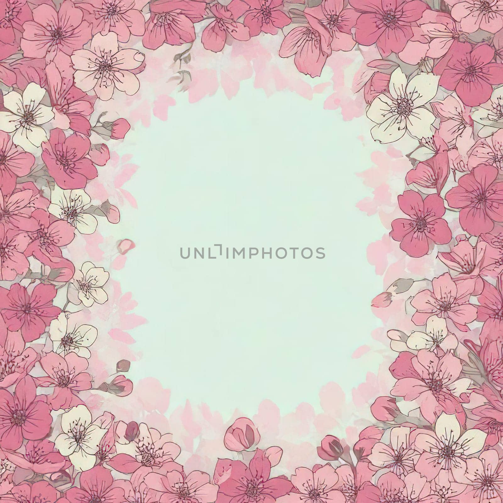 Breathtaking Beauty of Spring. Special Occasion Floral Template. Pastel Colors and Blank Space Floral Frame. Perfect Design for Invitations, Special Occasions and Celebrations. A delicate floral frame designed in soft pastel tones provides the perfect backdrop for invitations, cards, announcements or congratulatory messages. Featuring vibrantly colored flowers, this elegant yet simple design includes a large blank space in the center for adding text. Perfect for special occasions, wedding invitations, birthday cards or social media sharing.