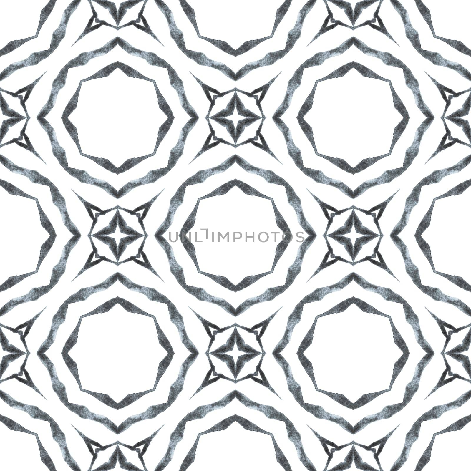 Watercolor summer ethnic border pattern. Black and white trending boho chic summer design. Ethnic hand painted pattern. Textile ready amazing print, swimwear fabric, wallpaper, wrapping.