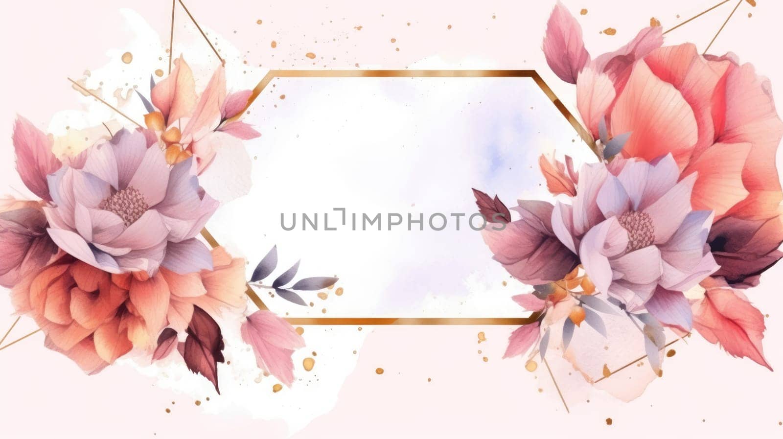 Watercolor abstract design for background of wedding or buzzy social media banner on white background generative AI