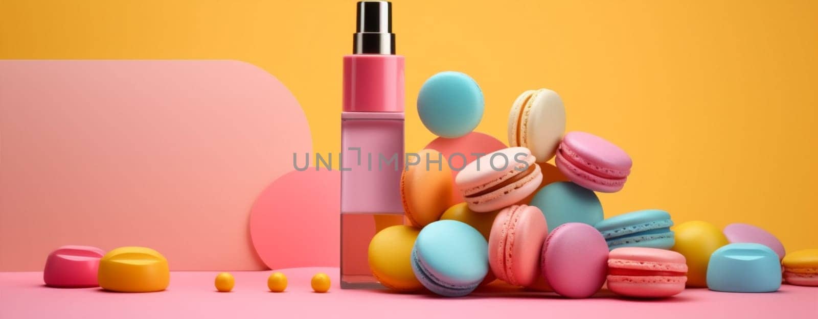 white hygiene layout brush isolated care group product glamour background facial decorative fashion composition online cosmetic object beauty accessory pink colours. Generative AI.