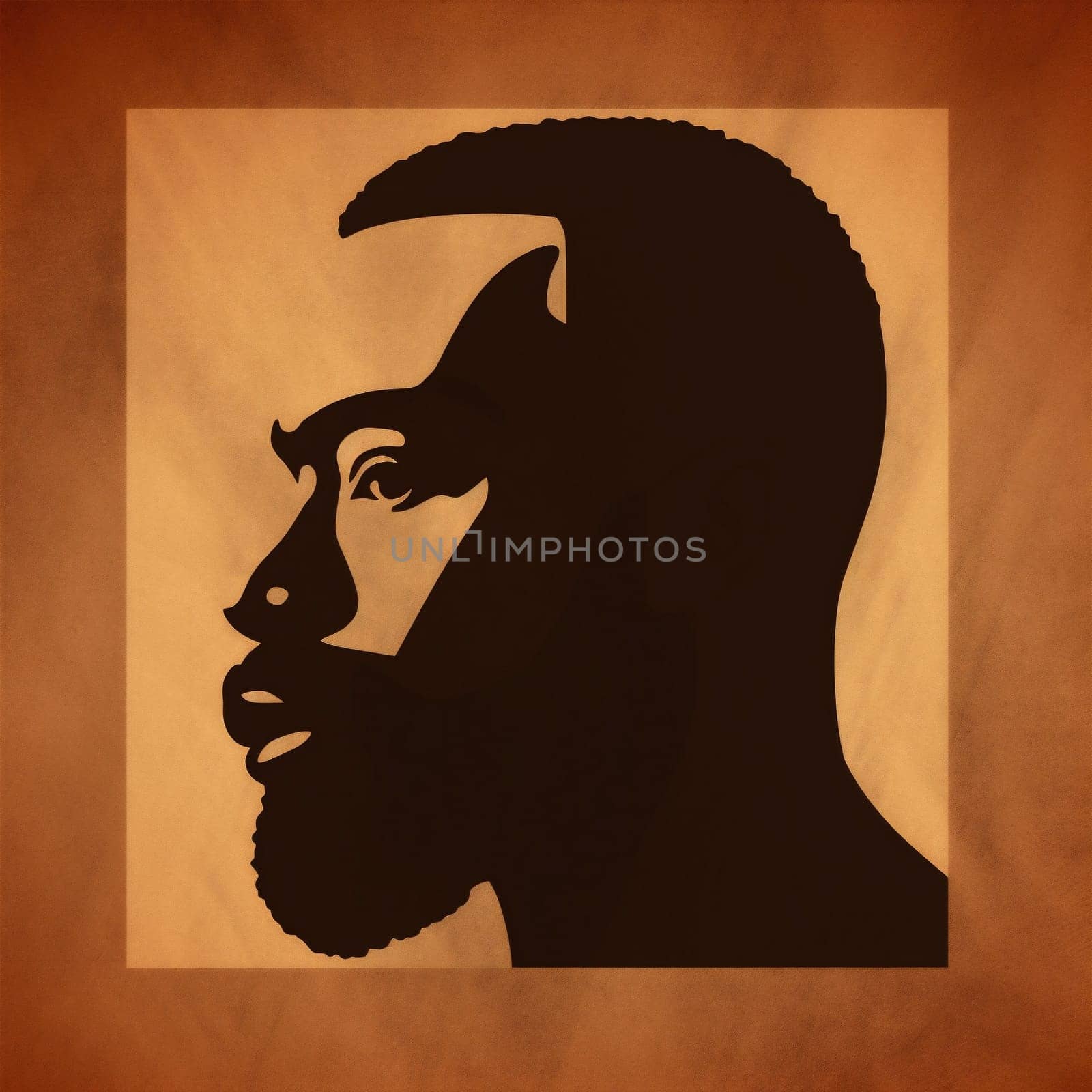 black man silhouette face night profile head avatar guy poster african. Generative AI. by Vichizh