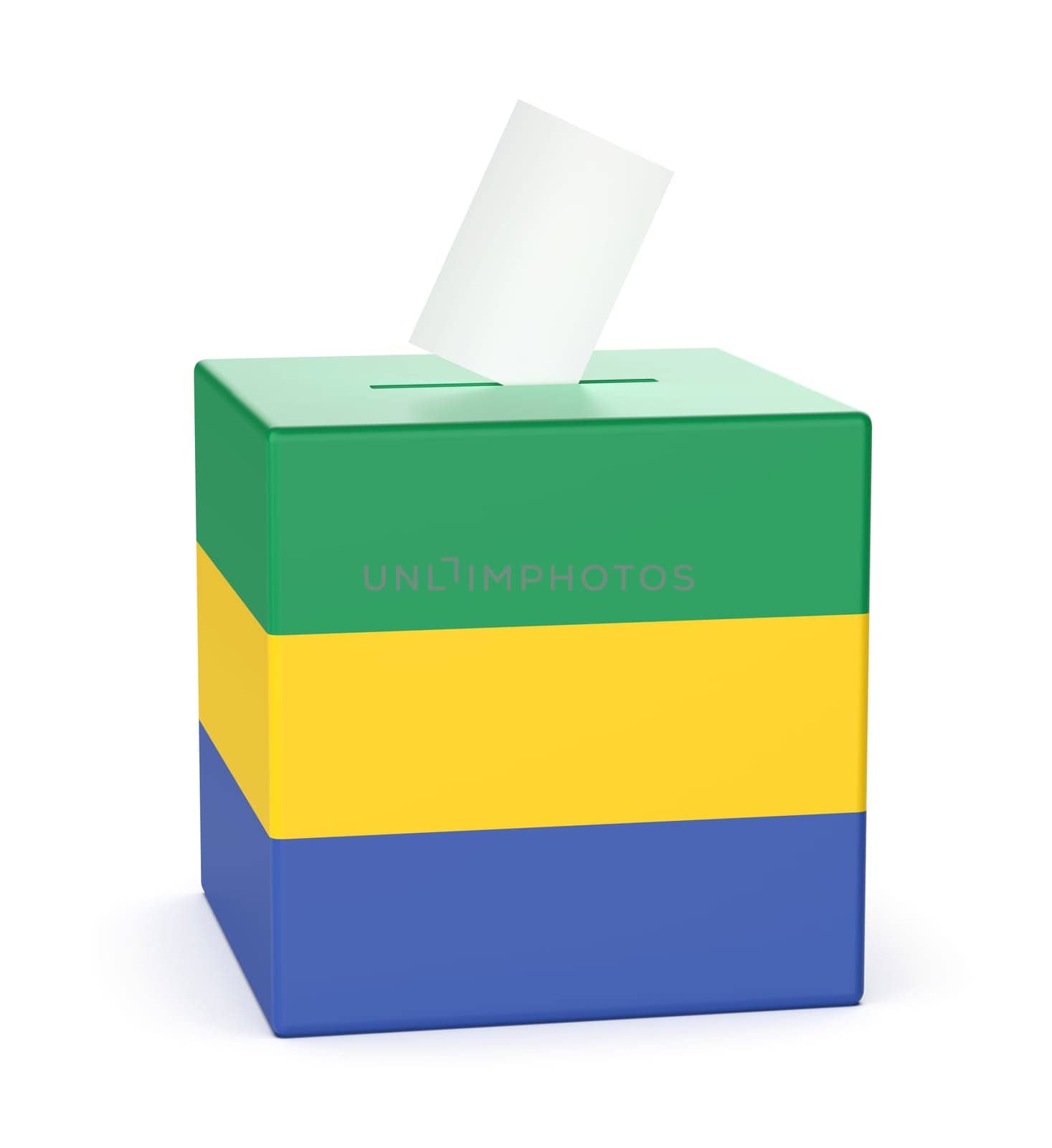 Concept image for election in Gabon, ballot box with voting paper