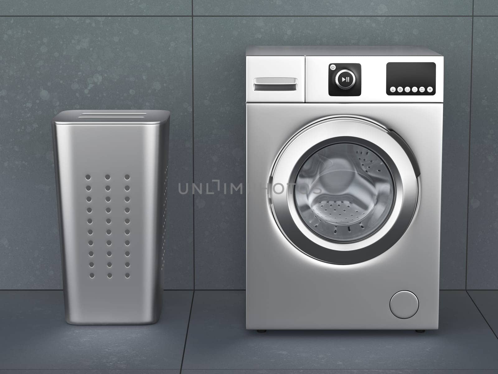 Silver washing machine and laundry hamper
 by magraphics