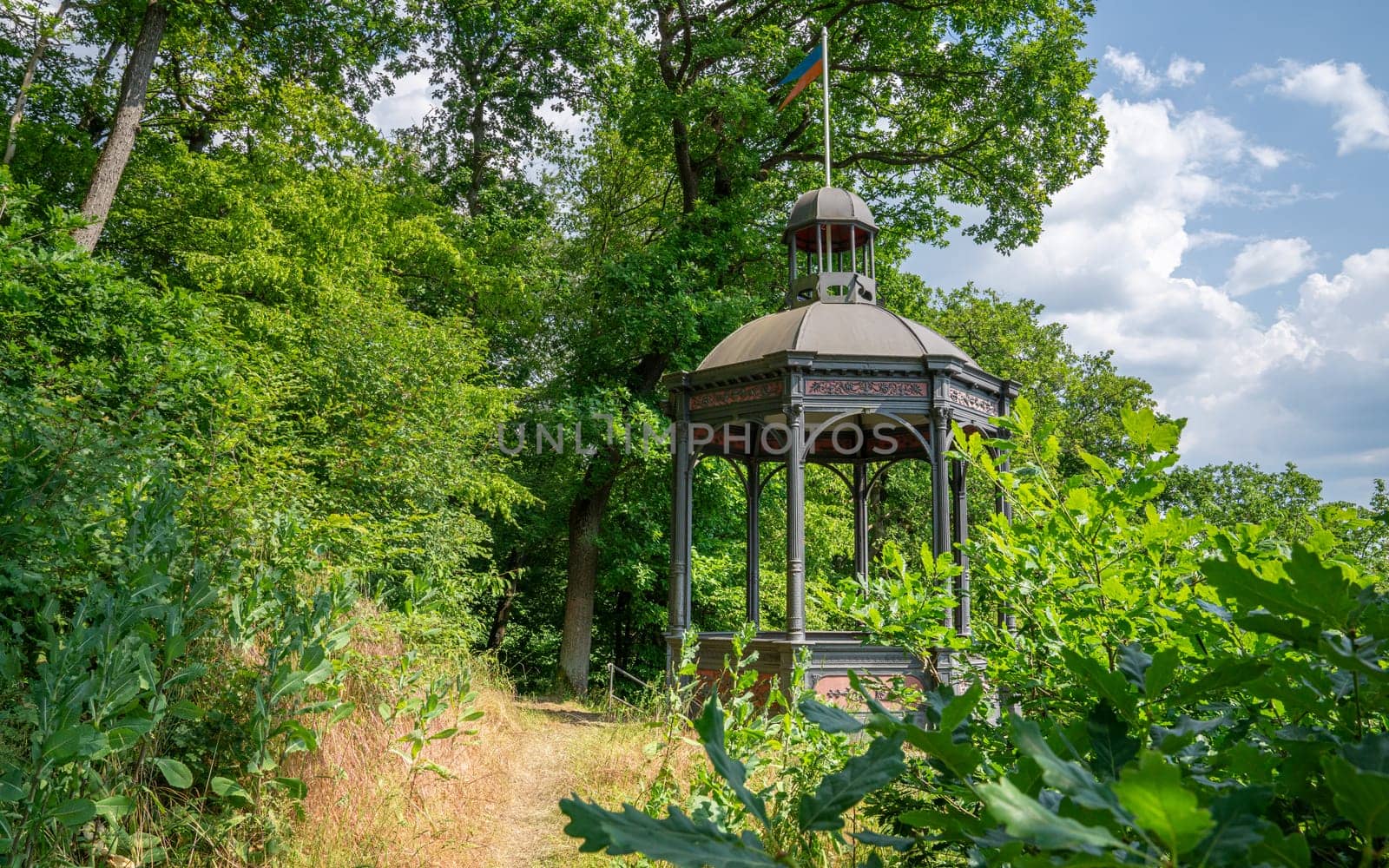 Panoramic image of old viewpoint Bismarck temple close to Dillenburg, Hesse, Germany