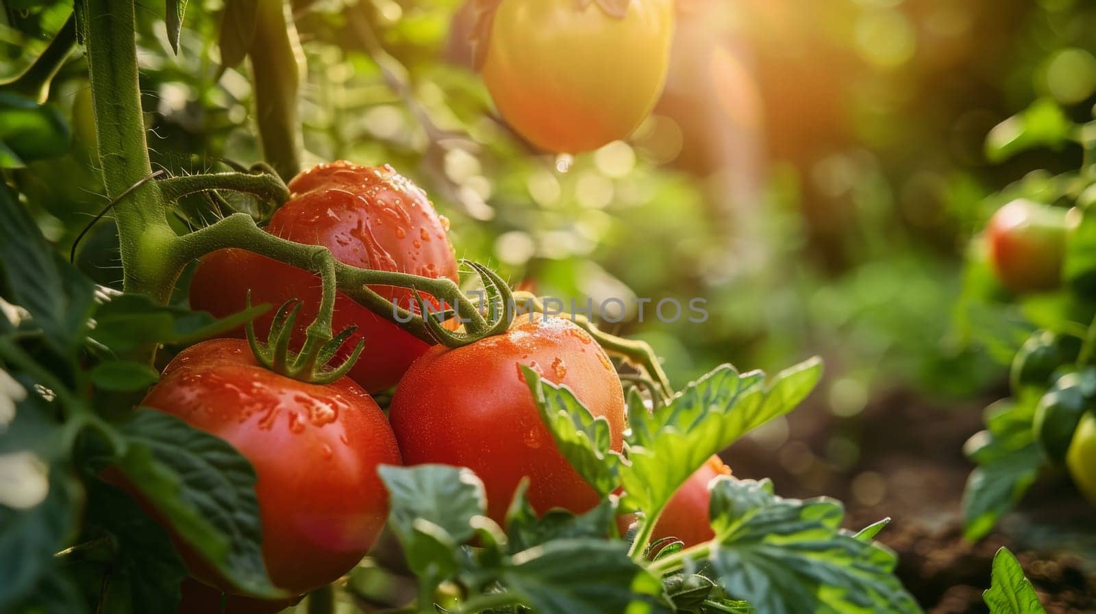 tomatoes are growing in the garden, Generative AI, food