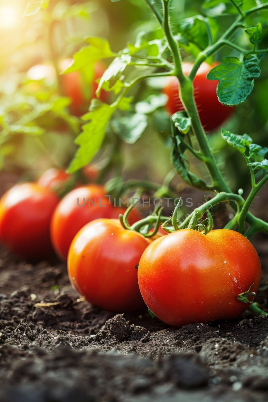 tomatoes are growing in the garden, Generative AI, food