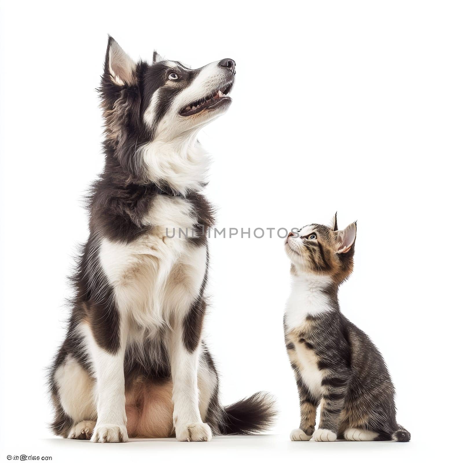 Colored image of a cat and a dog on an isolated white background. High quality photo