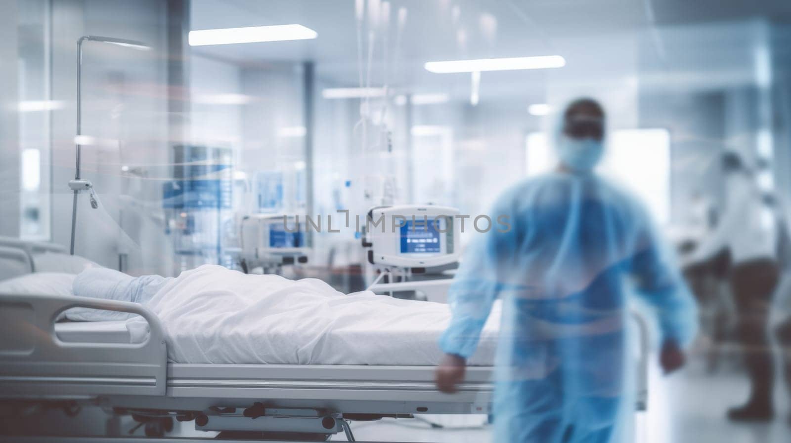 Compassionate Doctor In Hospital Room Attentively Caring For Patients Needs And Comfort.