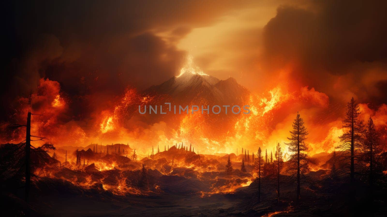 Firefighters are fighting a rapidly spreading wildfire on a mountainside. They work tirelessly to contain the fire and protect the surrounding area from destruction and danger.