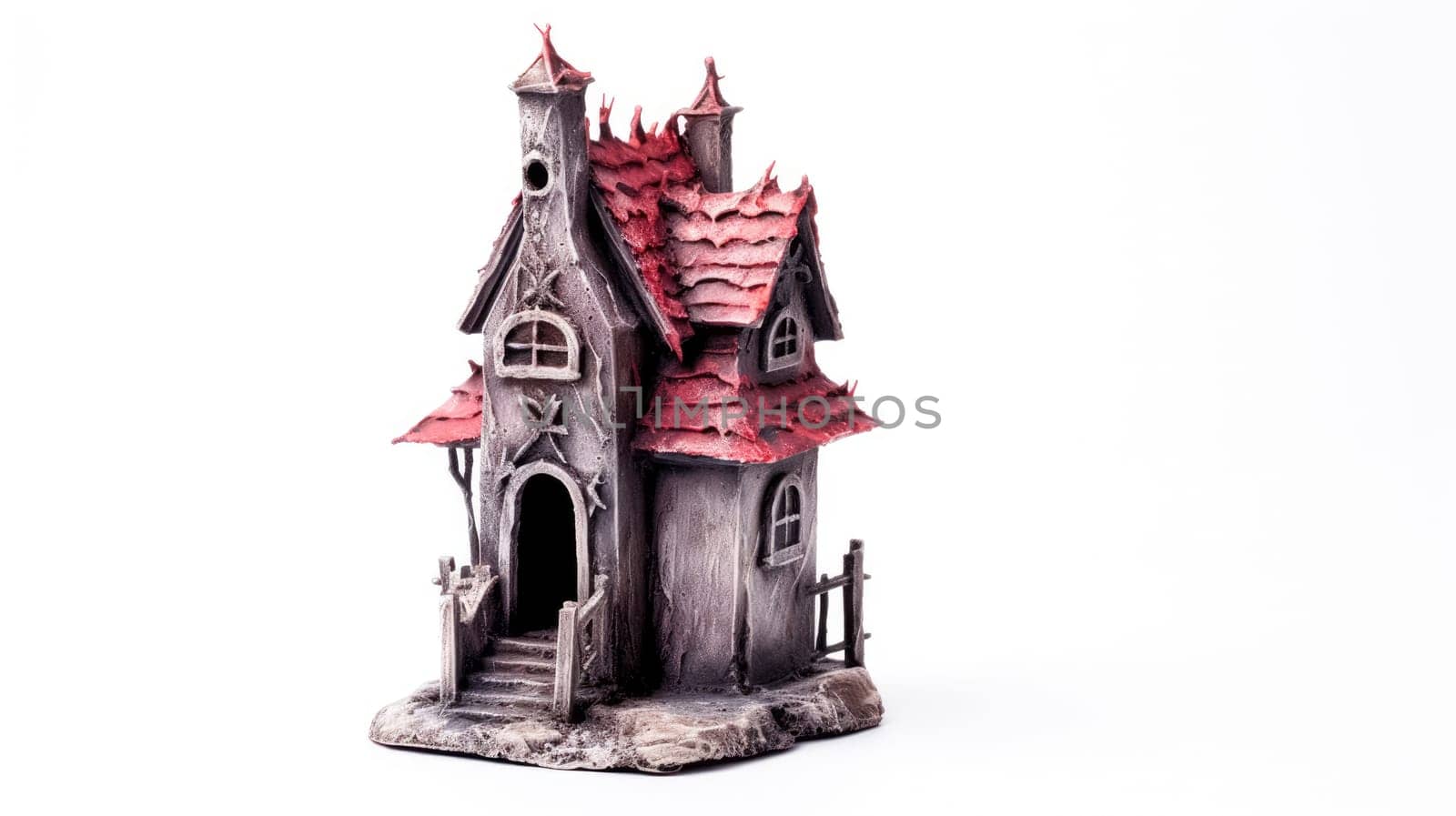 Detailed Illustration of a Spooky Haunted House Isolated on White Background for Halloween Projects.