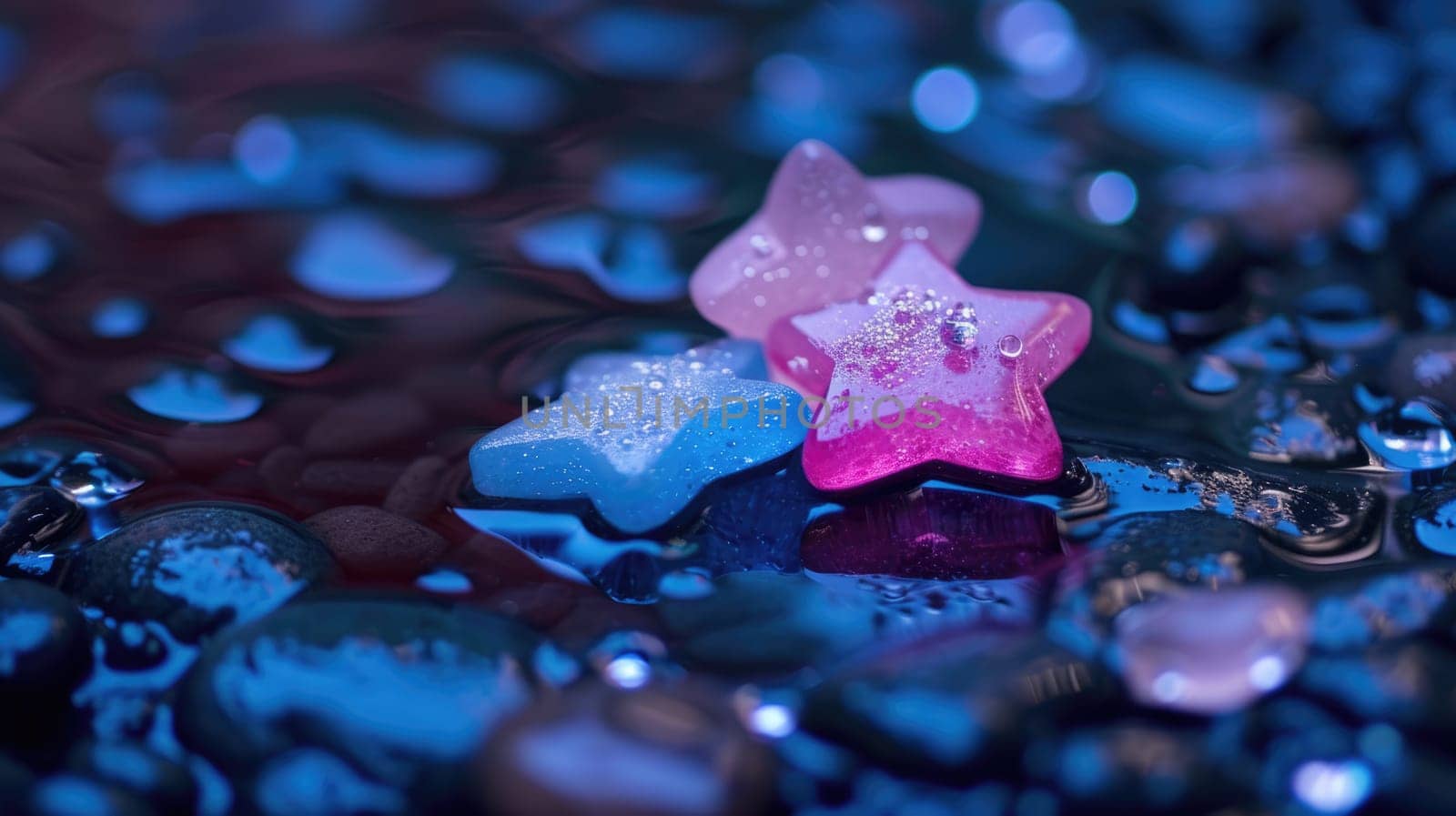 Beautiful Galaxy and Stone Background with Glowing Purple and Blue Colors for Modern Design Projects.