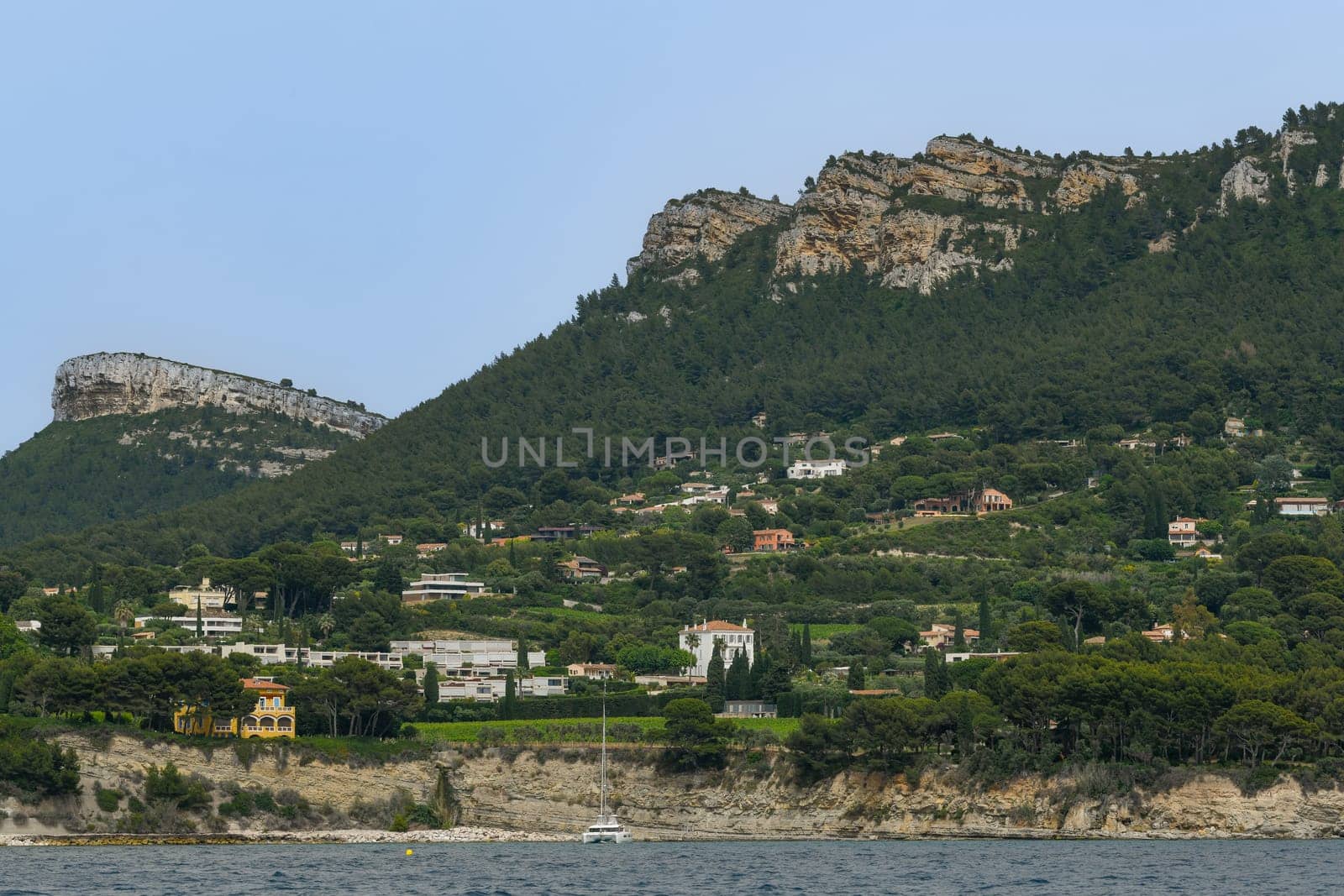 Scenic view of Cap Canaille headland and Cassis in south of France, High quality photo