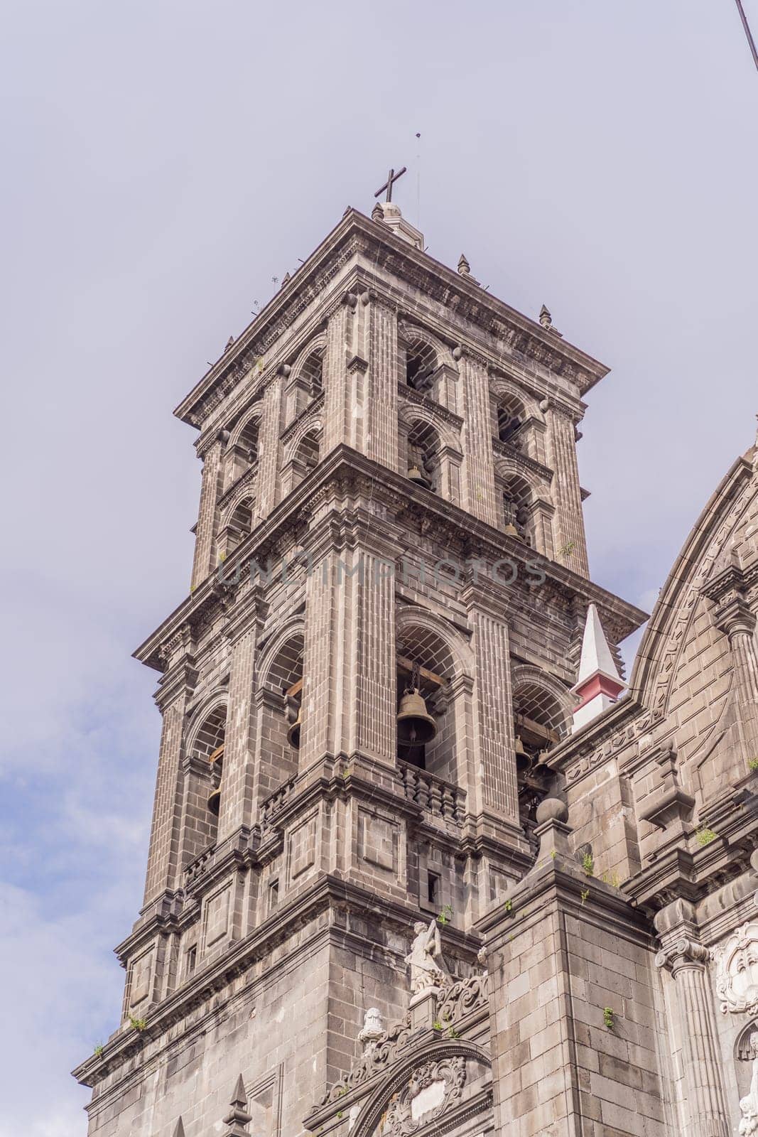 Catedral de Puebla, iconic cathedral in Puebla, Mexico. Historic architecture, religious heritage, and cultural landmark concept.