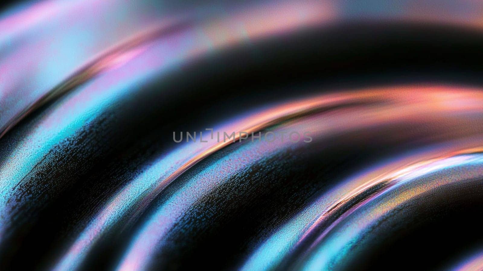 Captivating metallic texture reflecting blue and pink light, creating a vibrant and modern design. Smooth, curved surface with iridescent glow, perfect for digital projects