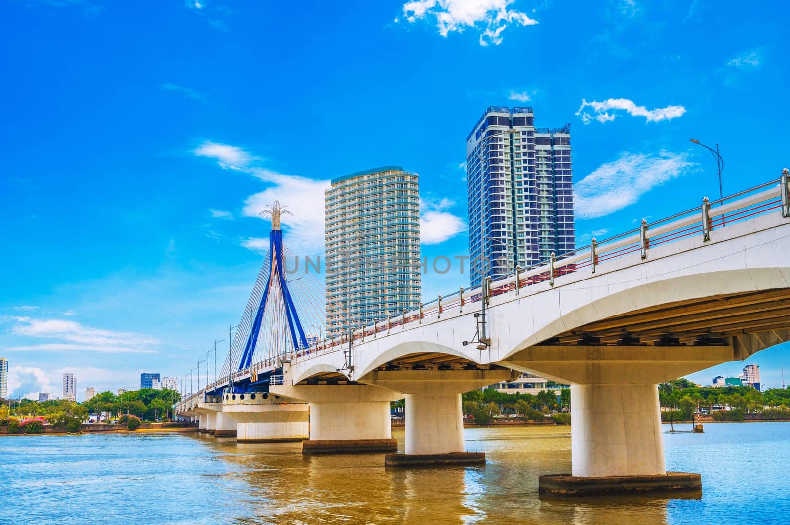 Song Han Bridge over the Han River in Da Nang, Vietnam on a summer day