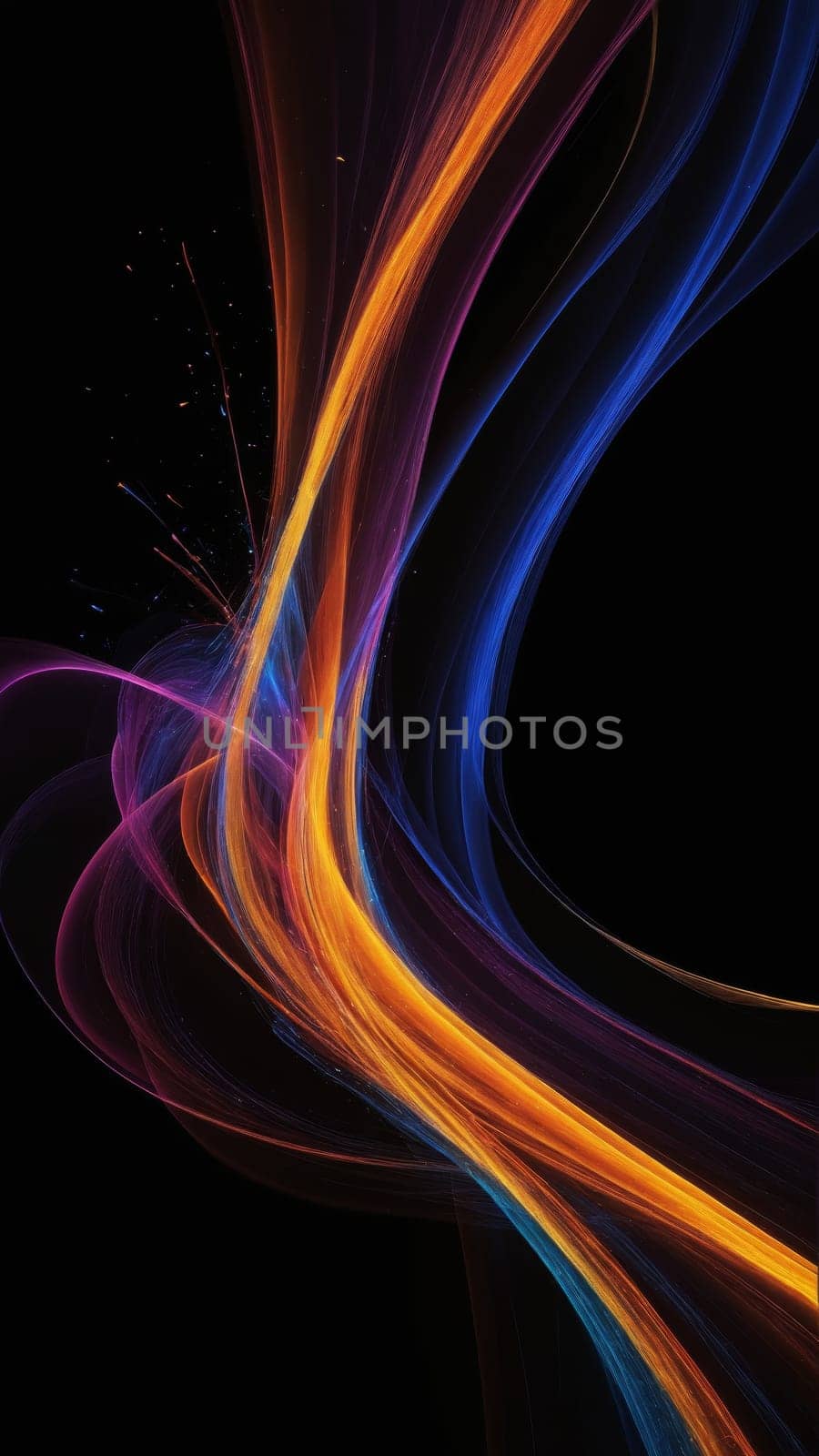 A mesmerizing blend of vibrant colors swirls gracefully, forming an abstract design that captivates the eye. The artwork radiates energy and motion, highlighting the beauty of color interplay.