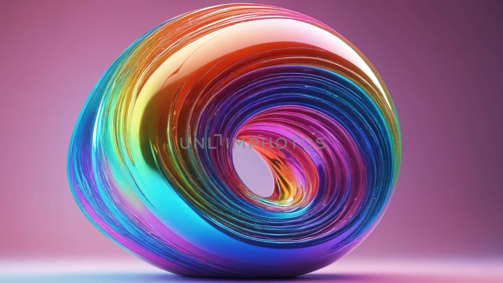 A beautifully crafted sphere reflects a spectrum of vibrant colors, showcasing stunning patterns and curves. The interplay of light creates an enchanting visual effect that captivates viewers.