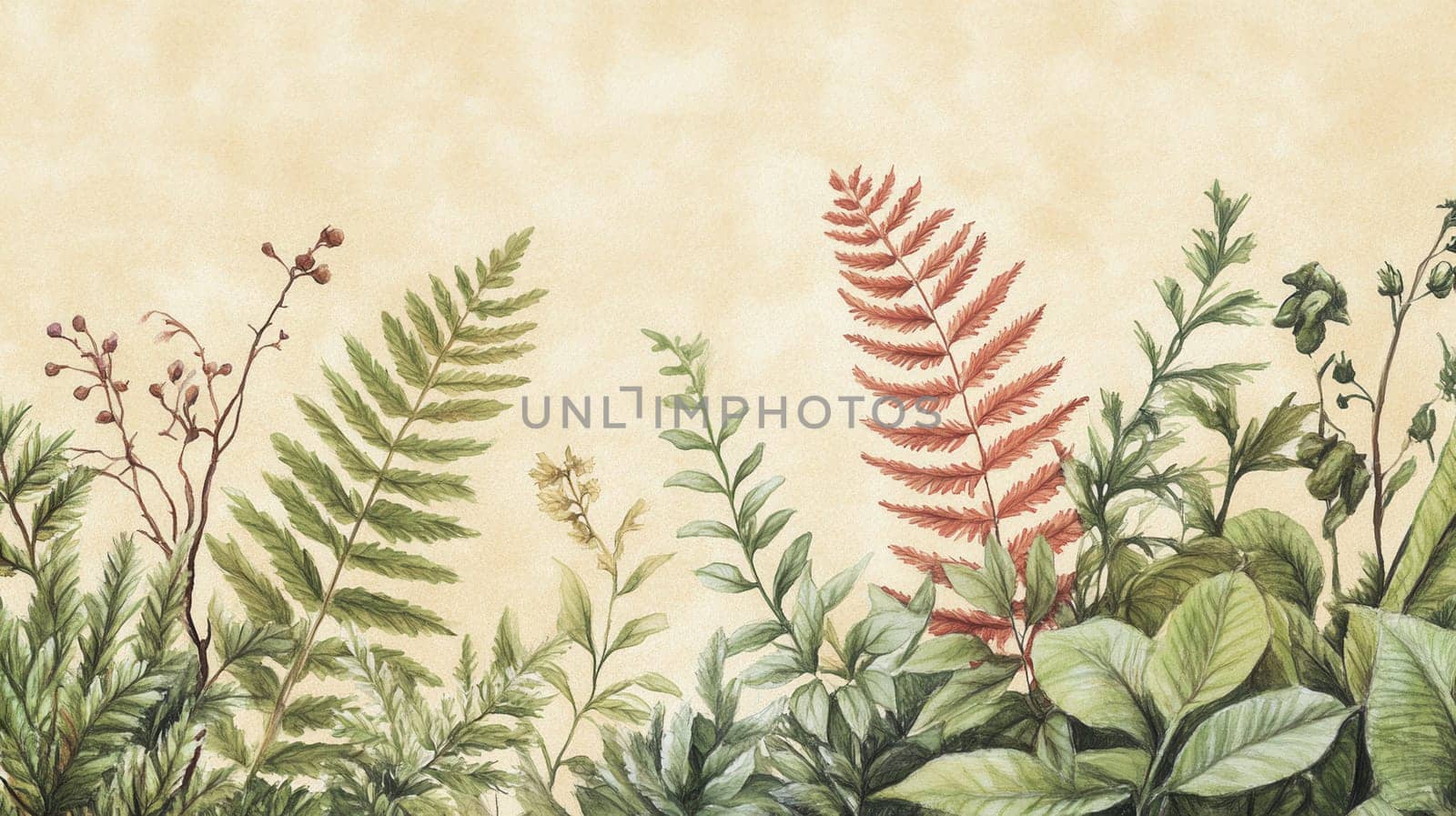 Detailed botanical watercolor illustration on light