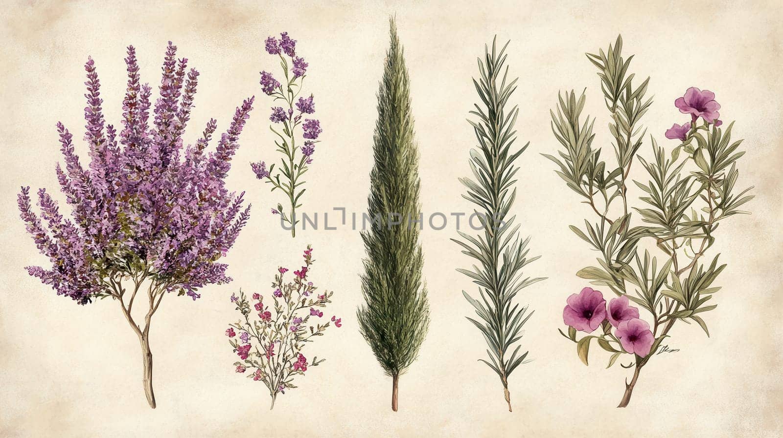 Detailed botanical watercolor illustration on light