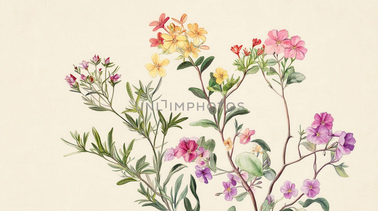 Detailed botanical watercolor illustration on light