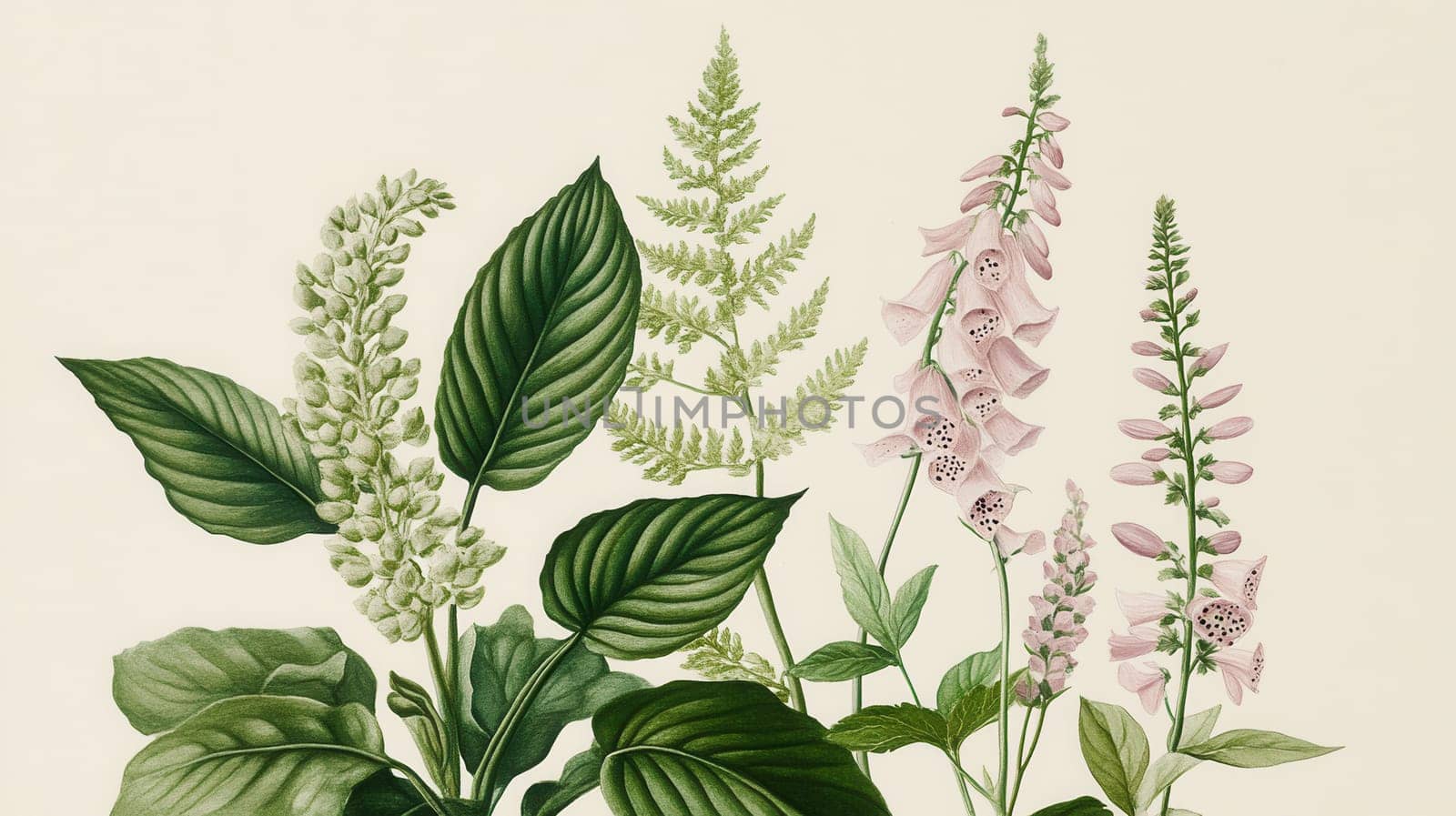 Detailed botanical watercolor illustration on light