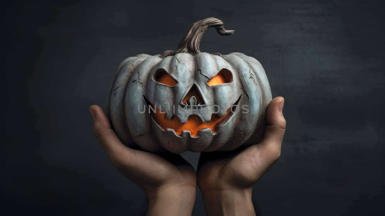 Spooky Halloween Pumpkin Isolated on Black Background for Your Creepy Halloween Projects and Designs.