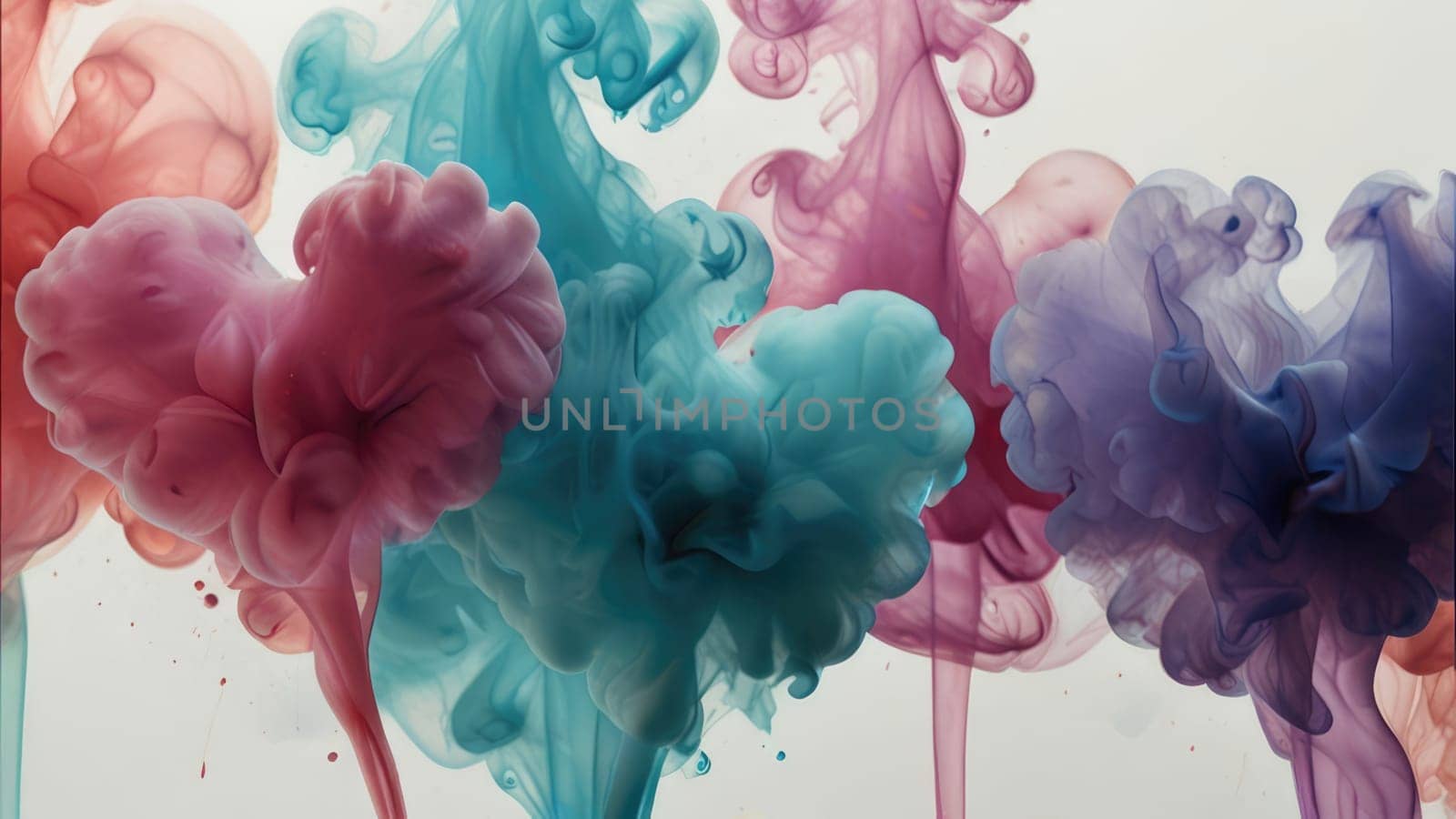 Multicolored Abstract Paint Splash Isolated On White Background With Creative Ink Drop Blot.