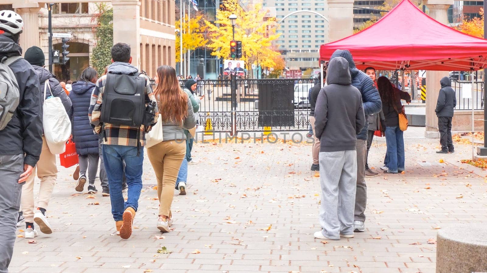 Montreal, Quebec Canada - Oct 27 2024: McGill University Open Doors event with lots of students on sunny fall autumn day.