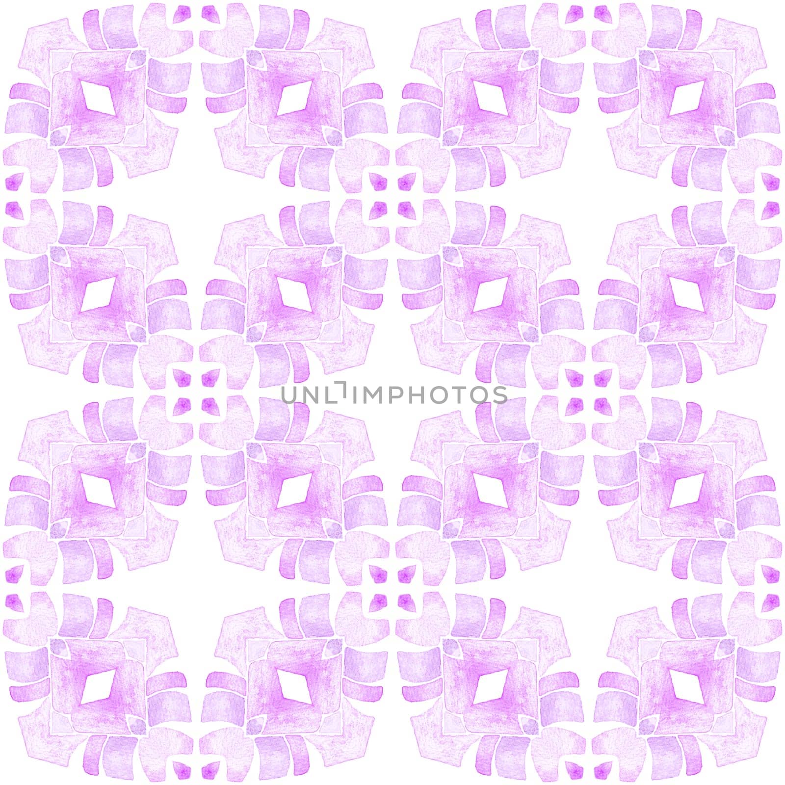 Chevron watercolor pattern. Purple extra boho chic summer design. Textile ready outstanding print, swimwear fabric, wallpaper, wrapping. Green geometric chevron watercolor border.