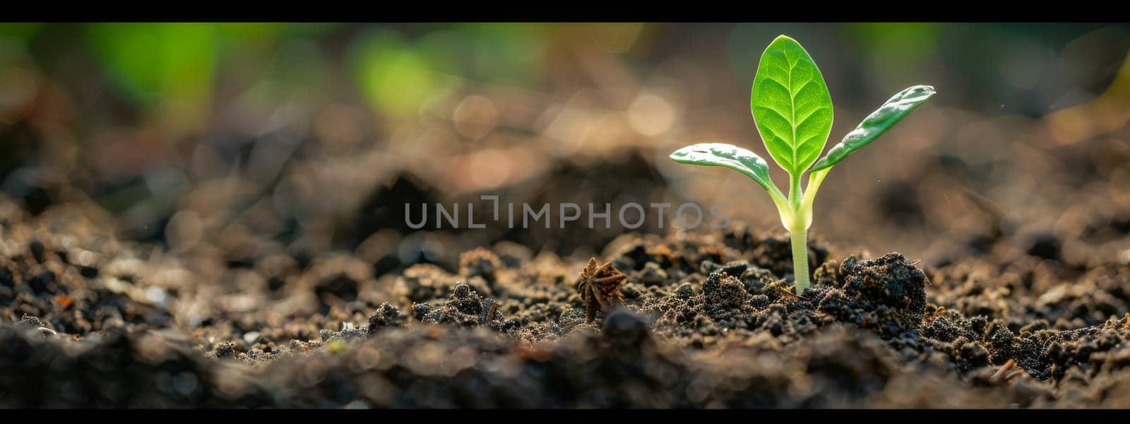 Young sprout growing in the soil cad. selective focus. Generative AI, nature