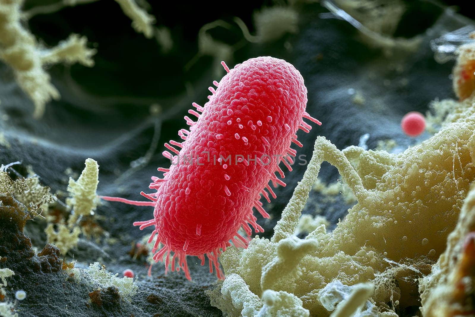 Escherichia Coli (E. Coli.) cells or bacteria under microscope.