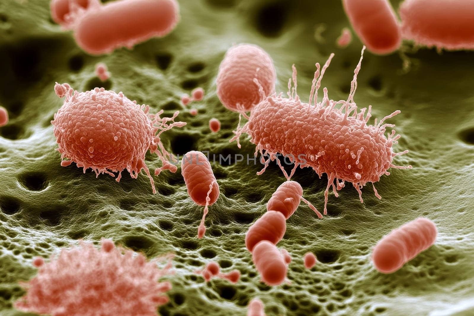 Crop shot Escherichia coli (E. coli) is a group of bacteria that normally lives in the gut of healthy people --ar 3:2 --v 6.1 Job ID: 3e67b3bd-ebae-46fb-b059-50f1e99be030