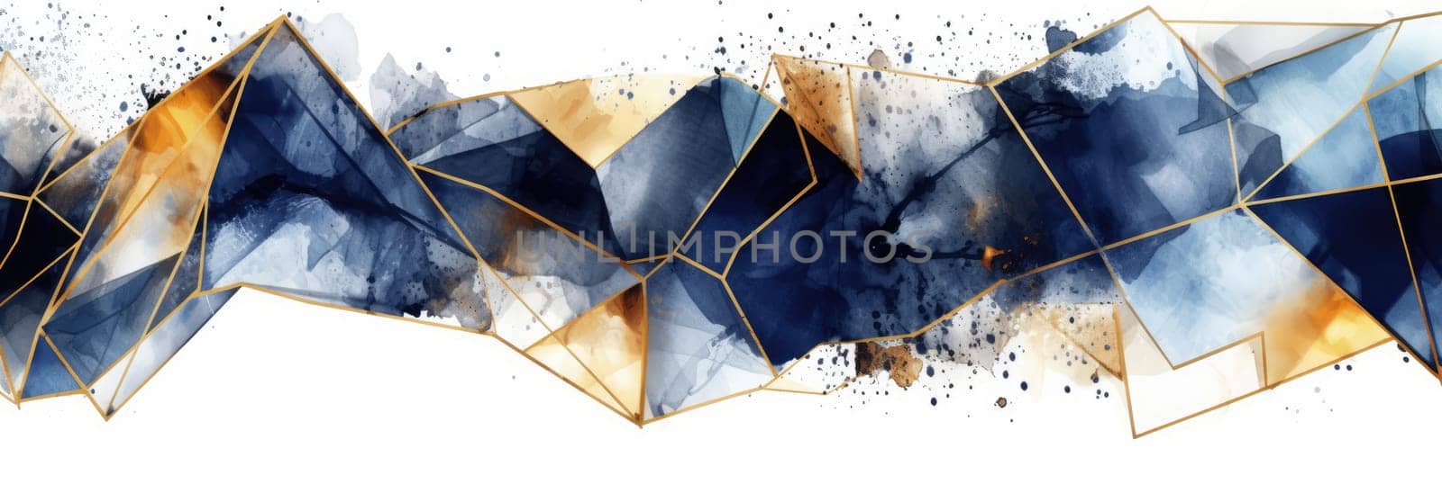 Abstract watercolor artwork mixed with buzzy geometric shapes for background of social media banner generative AI image