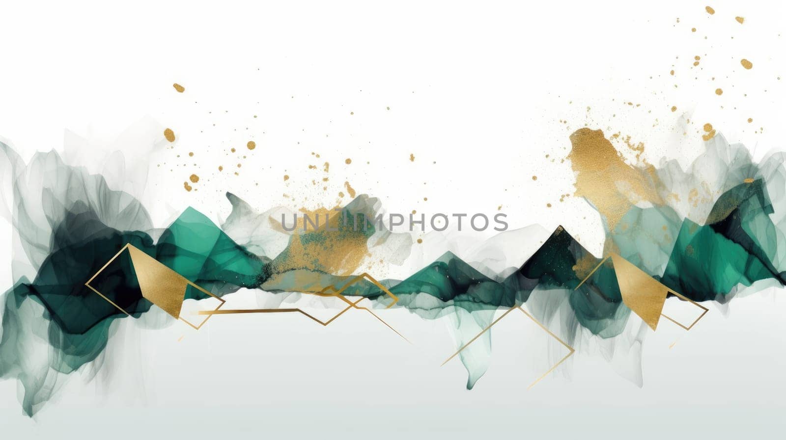 Abstract watercolor artwork mixed with buzzy geometric shapes for background of social media banner generative AI image