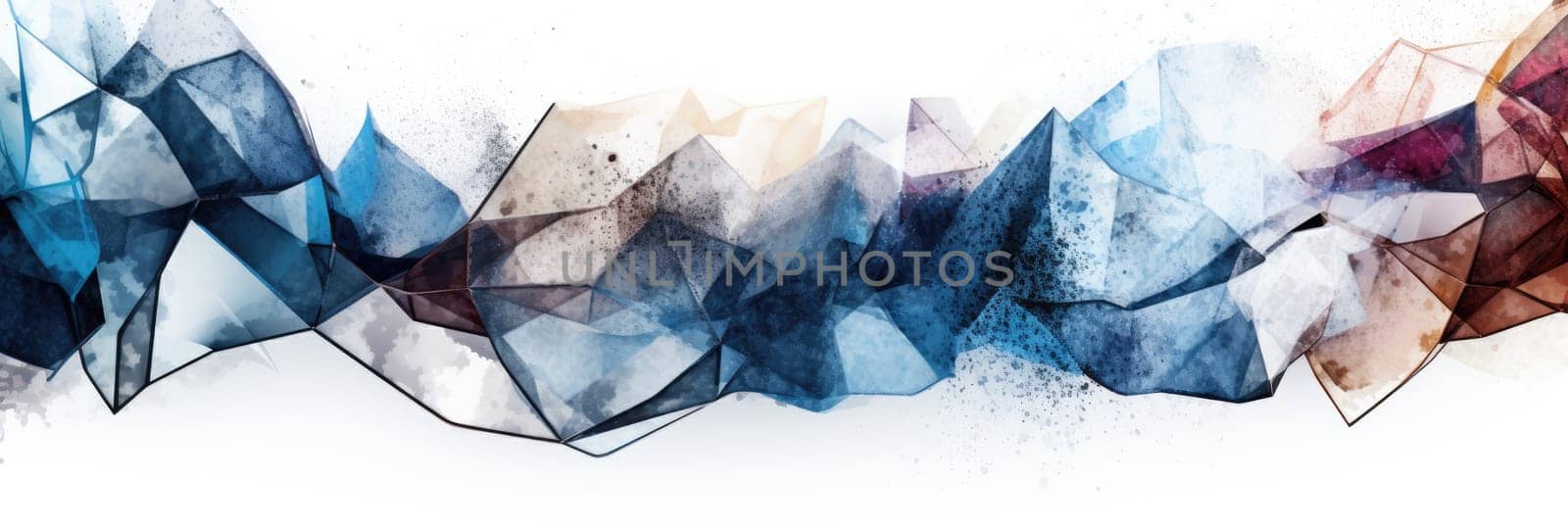 Abstract watercolor artwork mixed with buzzy geometric shapes for background of social media banner generative AI image