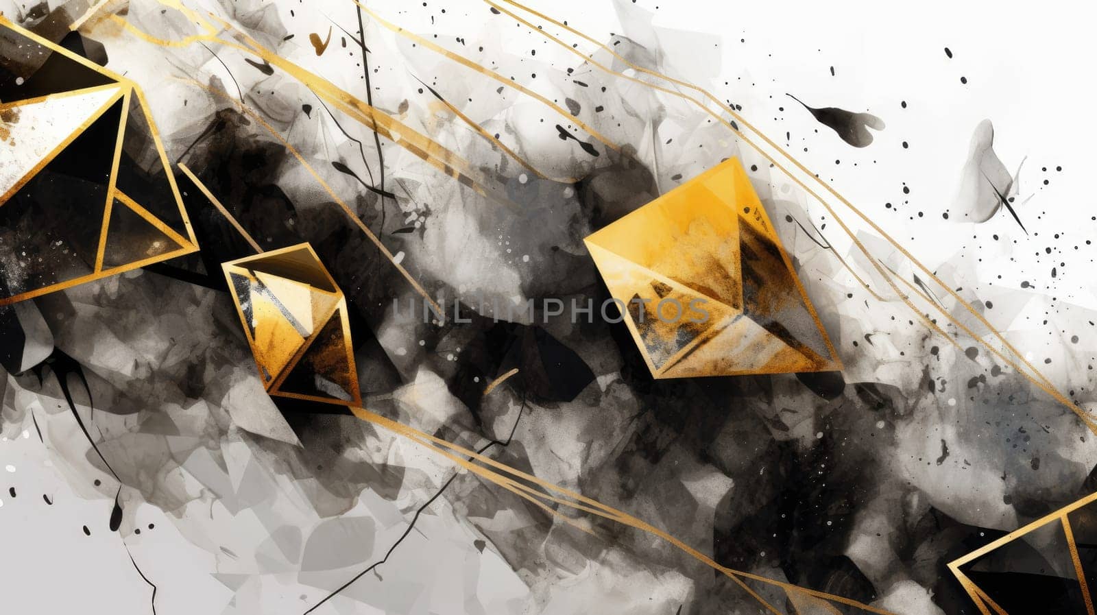 Abstract watercolor artwork mixed with buzzy geometric shapes for background of social media banner generative AI image