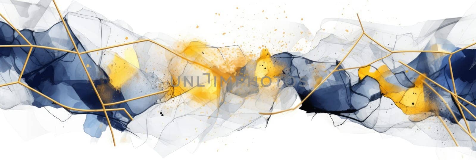 Abstract watercolor artwork mixed with buzzy geometric shapes for background of social media banner generative AI image