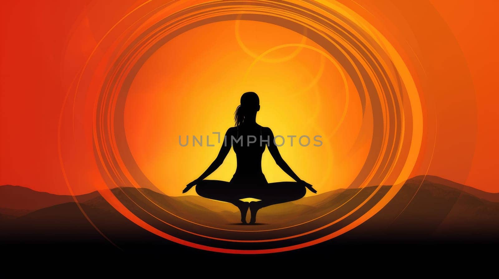 Woman Backlit in Yoga Pose in solid color background. Generative AI image weber.