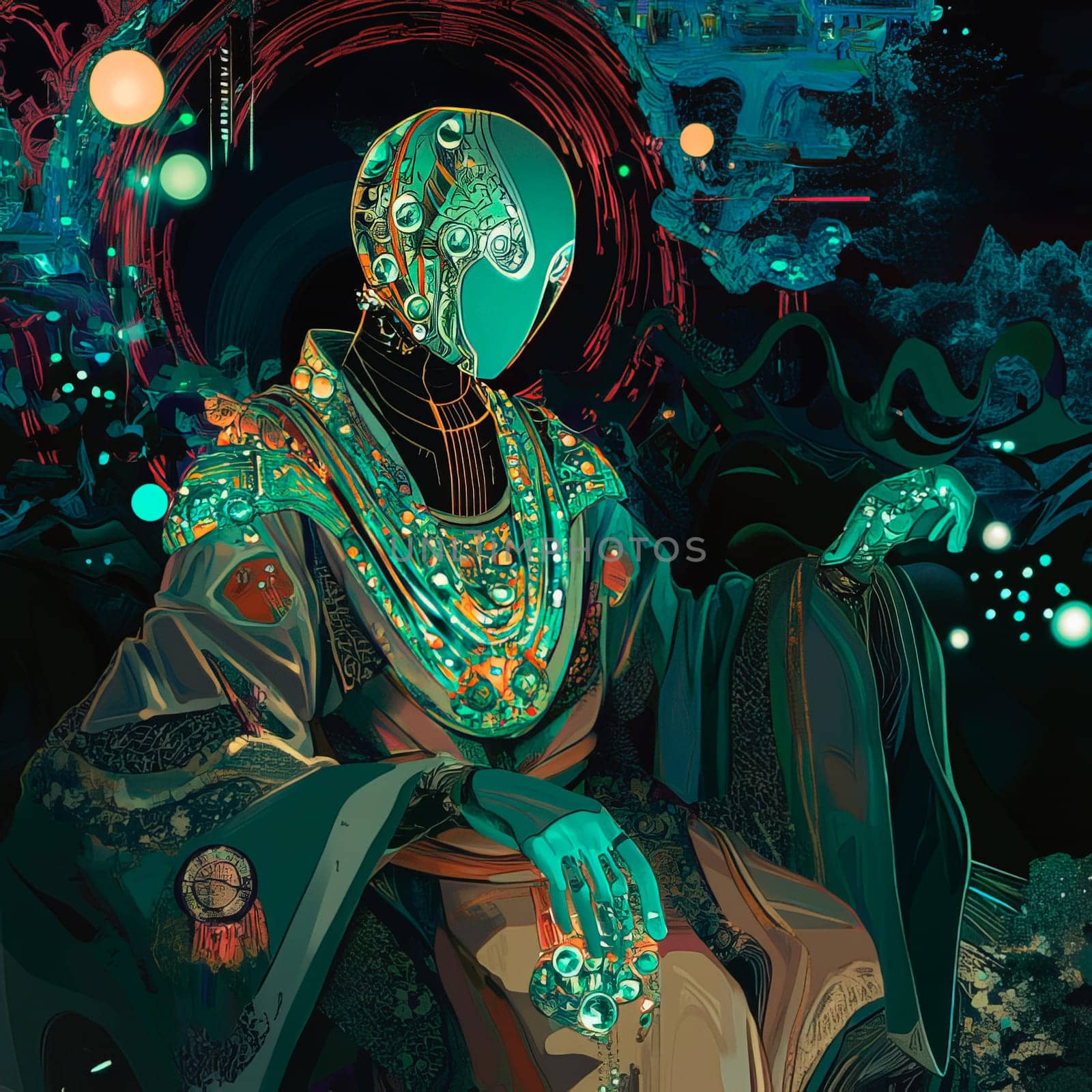 Digital technologies of the future. Portrait of a cyberpunk. Ai art