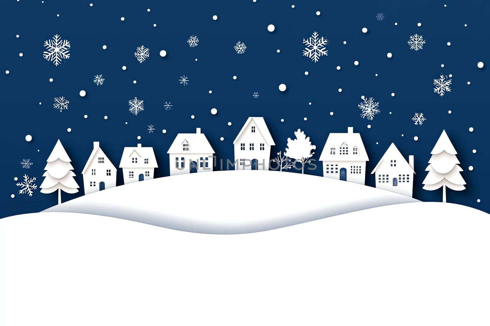 Winter snowy town at night. High quality photo