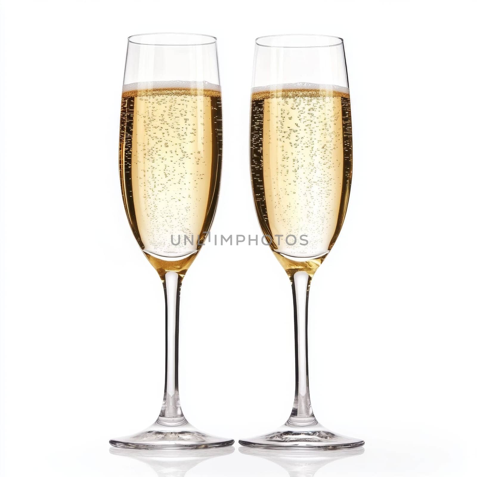 Two glasses of champagne on a white background. High quality photo