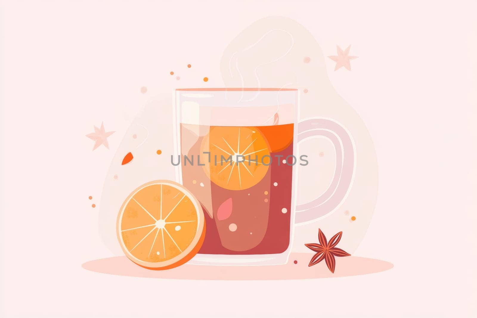 Mug with hot mulled wine. Image in warm tones. High quality photo