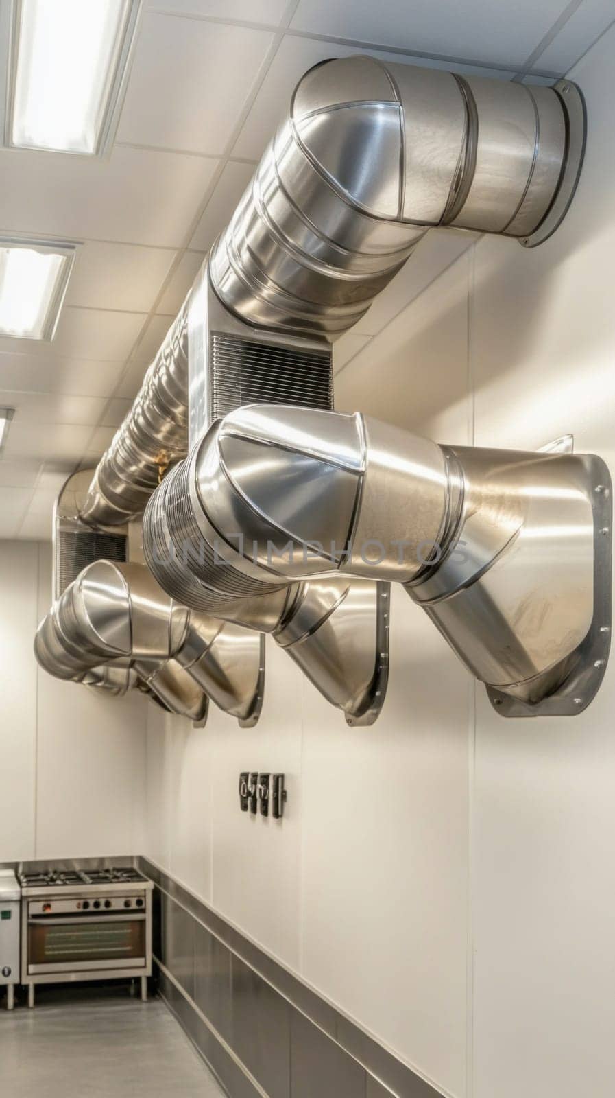 Powerful ventilation system ensuring a healthy and comfortable environment in a professional kitchen