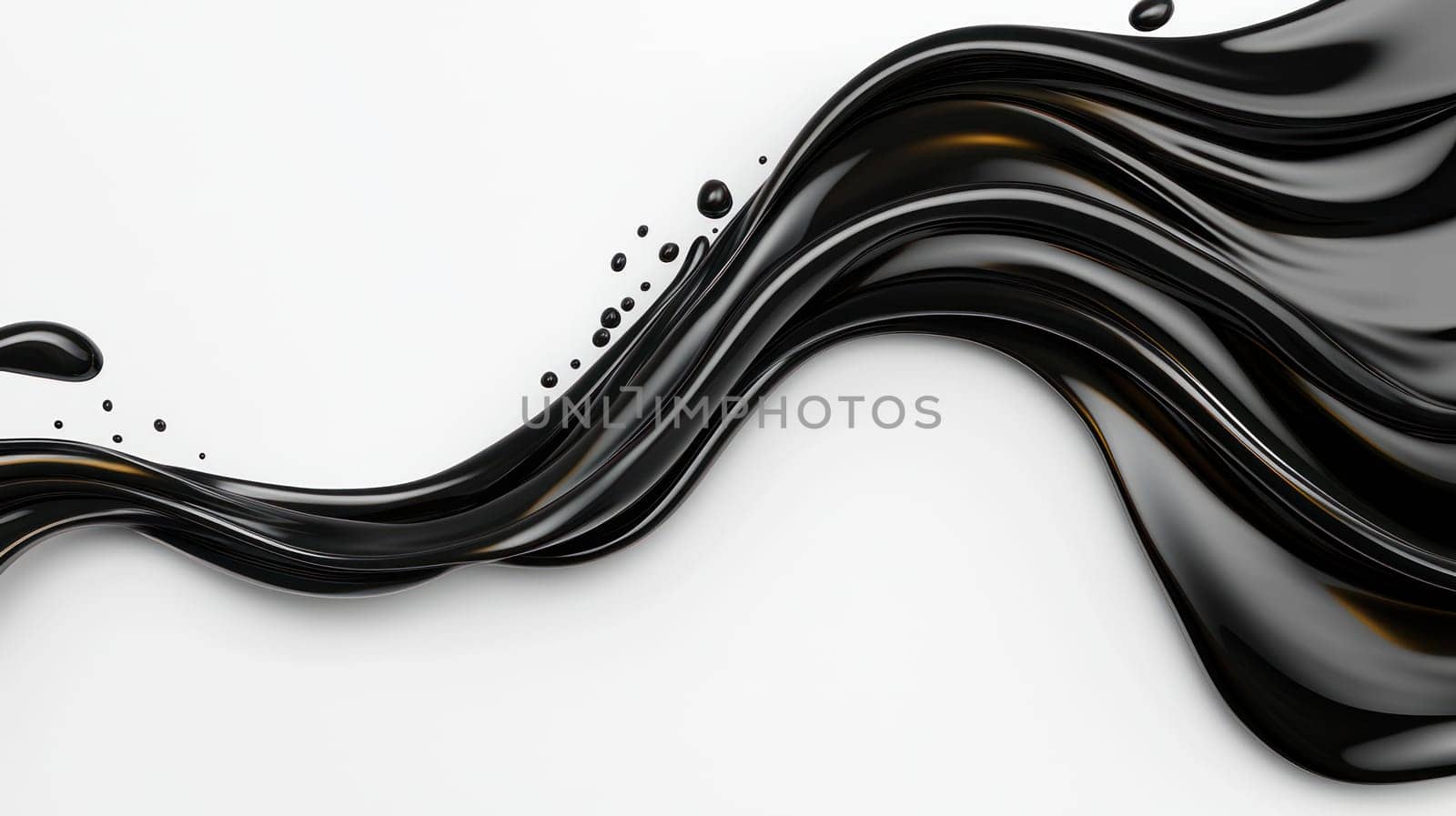 bold black liquid splash swirling gracefully across white background.
