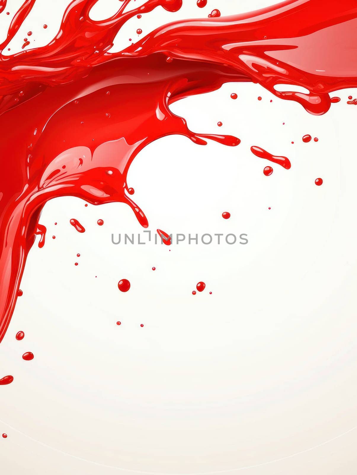 bright red splash of liquid with dynamic motion creates energetic feel.
